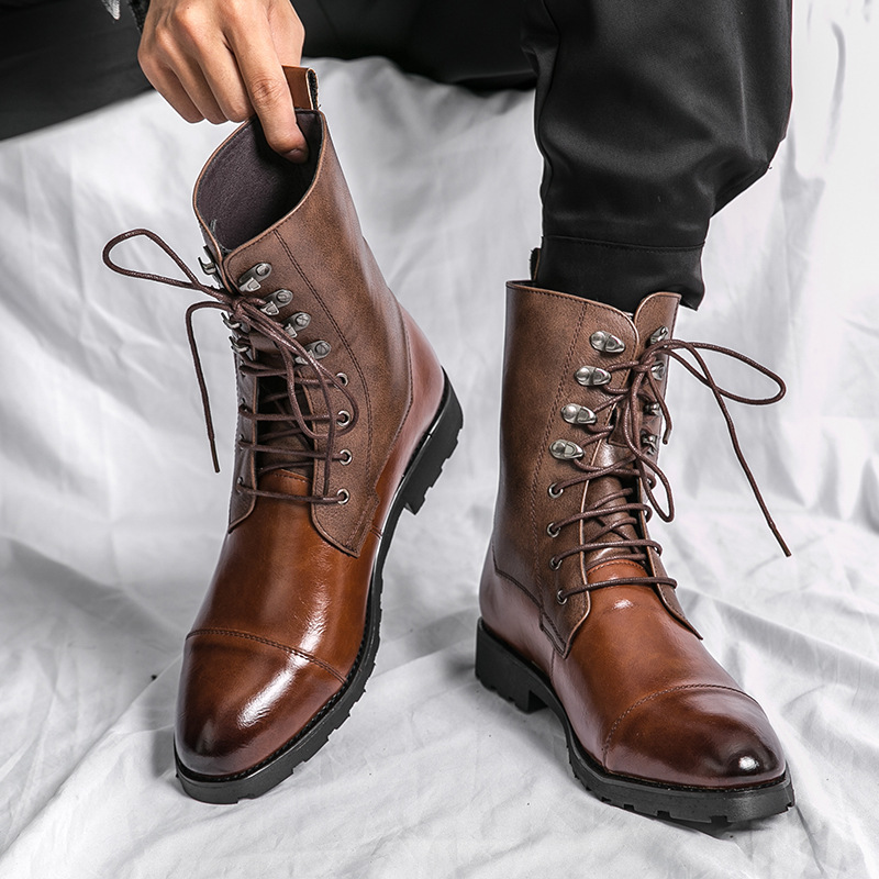 Fall Winter Lace-up Booties Black Locomotive Denim