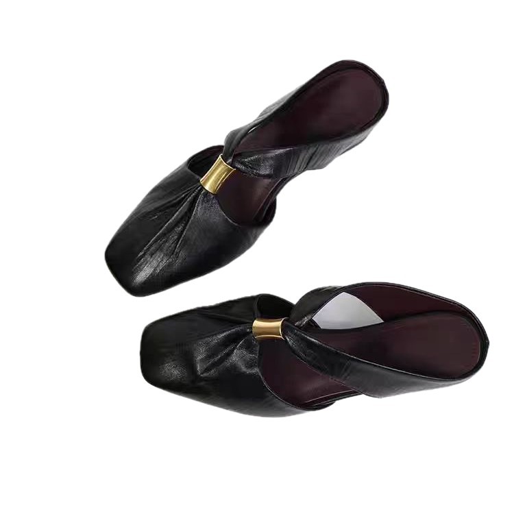 Womens French-toe Slippers With Pleated Sheepskin Lining foto 2