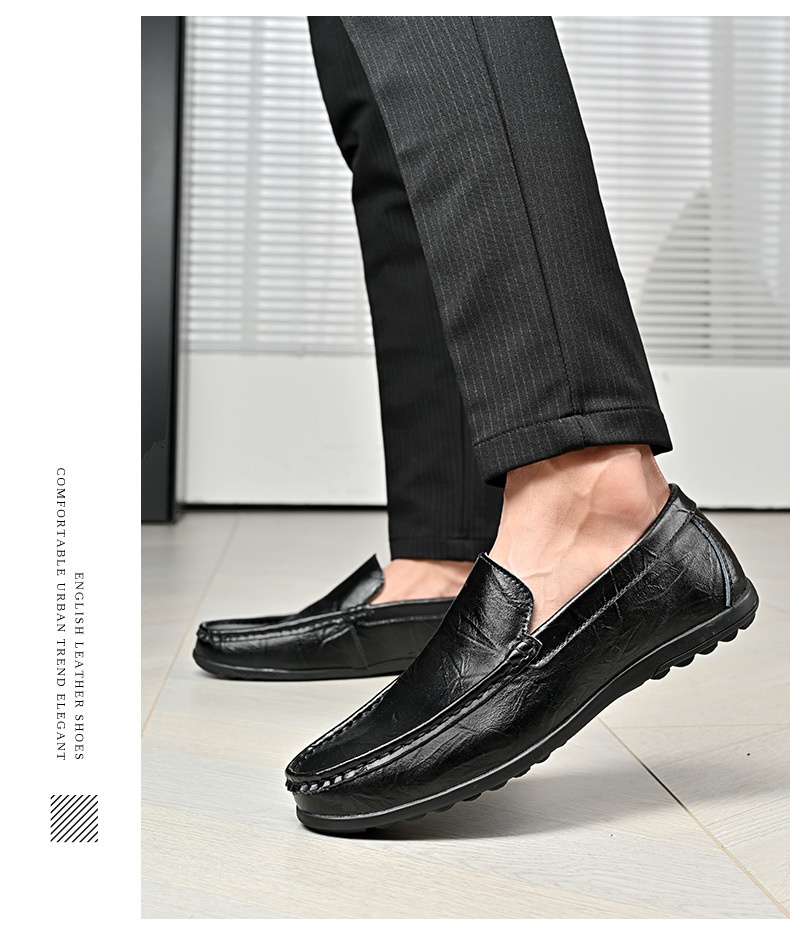 Men's Shoes Plus Size Cowhide Slip-on Driving Shoes Lightweight Retro Easy Matching Gommino Breathable foto 2
