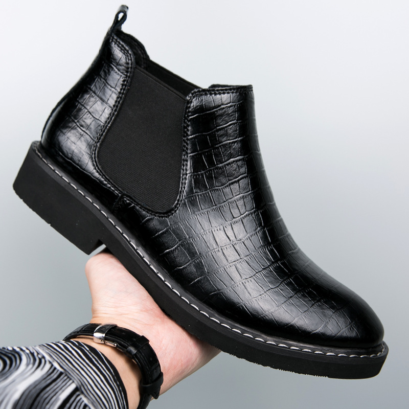 European And American Middle High Top Men's Leather Boots foto 3
