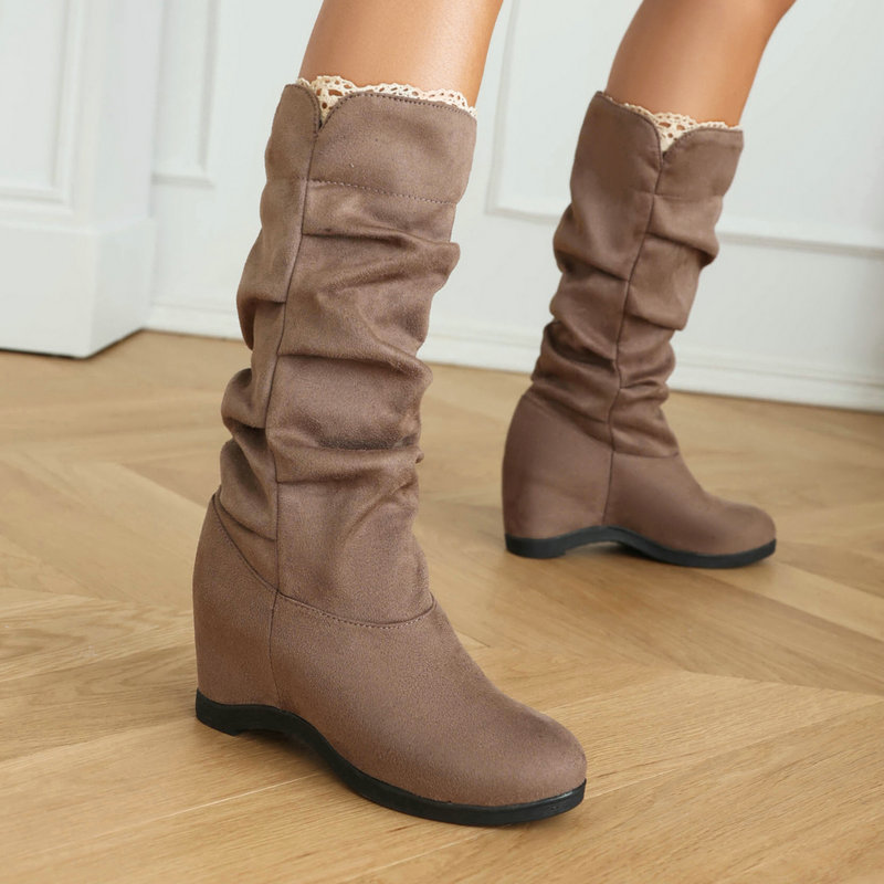 Women's Suede Fabric Platform High-top Boots foto 4