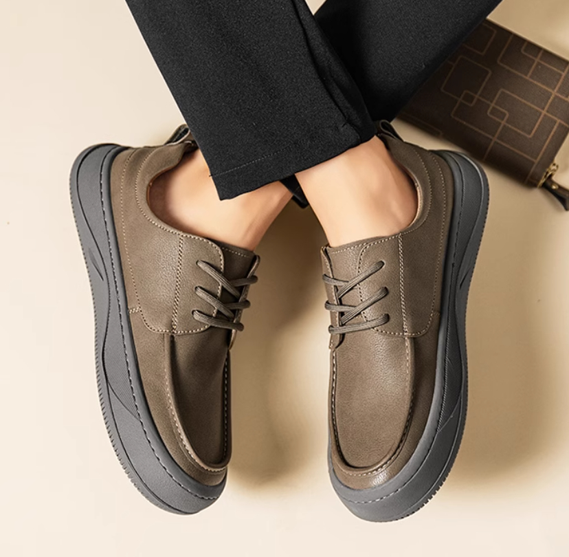 British Retro Brown Big Toe Casual Leather Shoes foto 3