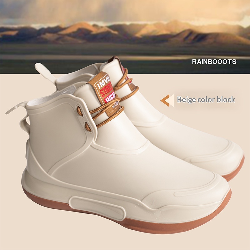 Cross-border Couple's Lace-up Unisex Camping Rain Non-slip Fishing Boots foto 5