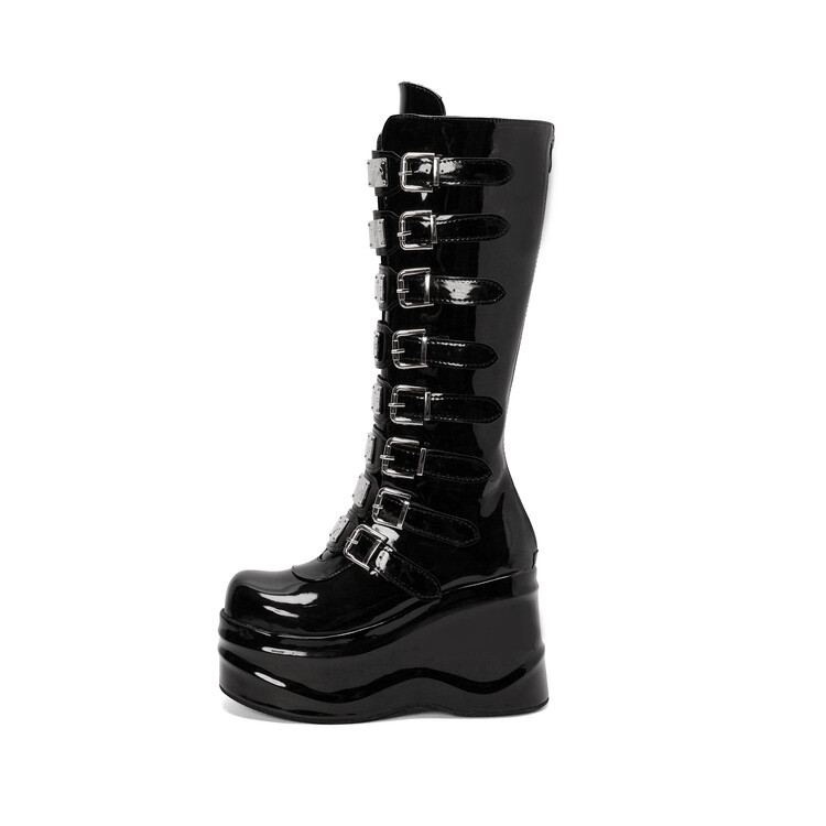 Womens Round-toe Thick-soled Back-zip Ultra-high-heeled Boots foto 3