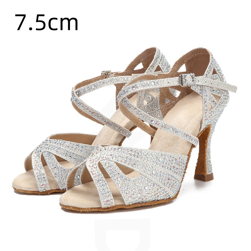 Latin Dance Shoes Hot Drilling Full Drilling Middle Heel foto 2