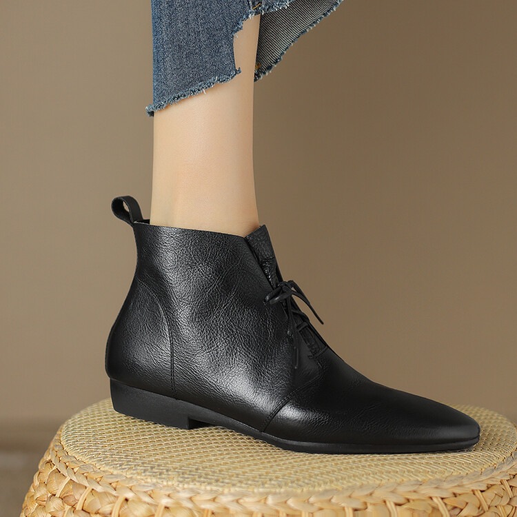 Versatile Casual Ankle Boots With A Round Toe And Flat Sole In A Vintage Style foto 2