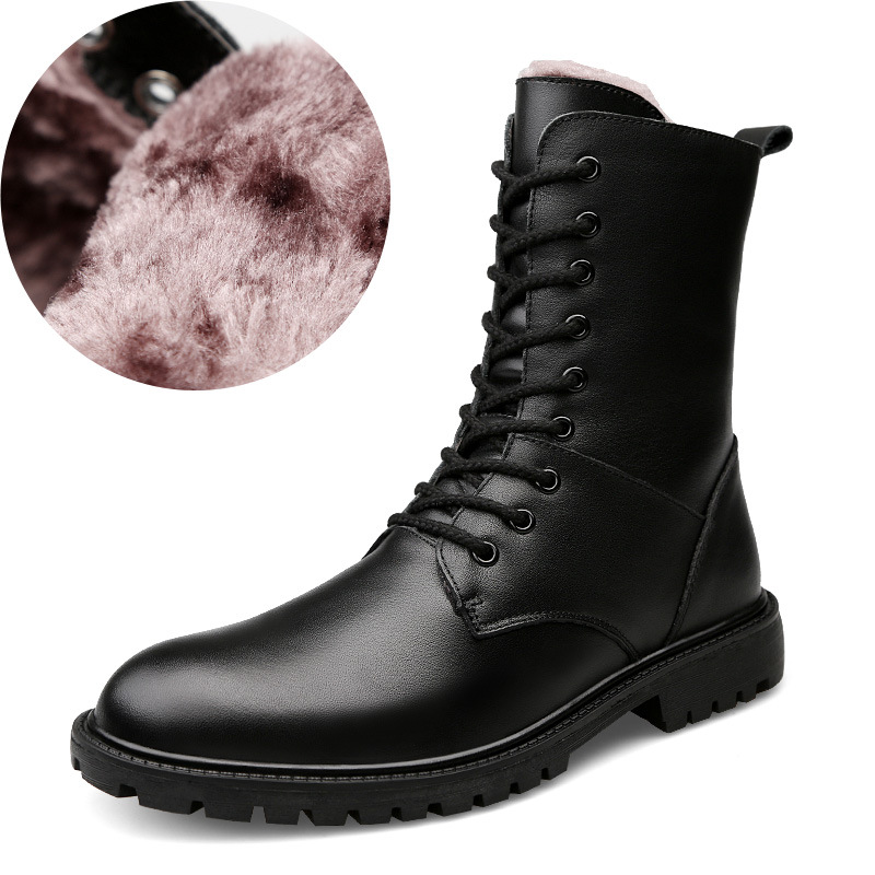 Men's Leather Winter Fleece-Lined British-Style Boots foto 3