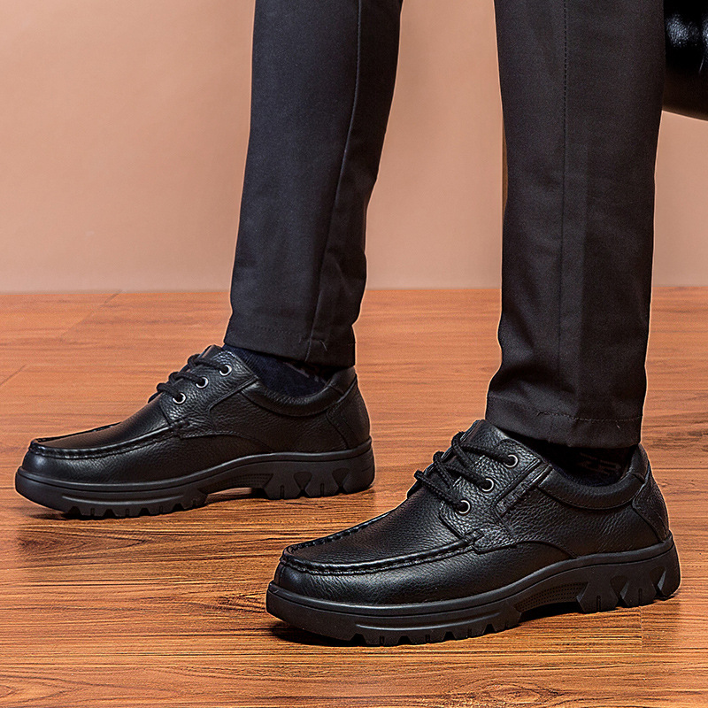 Outdoor Leather Shoes Low-cut Lace-up Casual Shoes Cowhide Work Boots foto 2