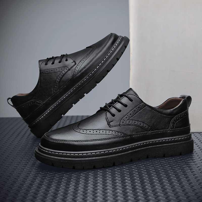 Men's Brogue Korean-style British Men Leather Shoes foto 3
