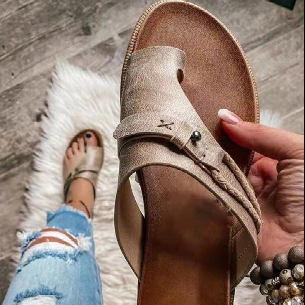 Women's Closed-Toe Slippers Comfortable All-Match Thick-Soled Sandals foto 3