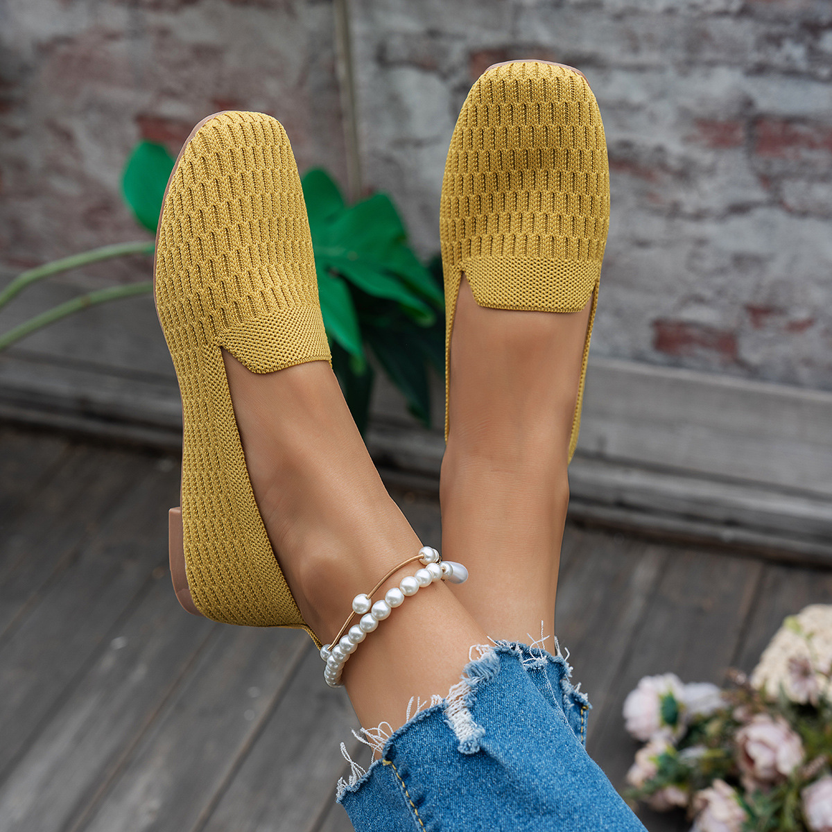 Knitted Soft Bottom Braided Shoes Breathable Low-cut foto 5