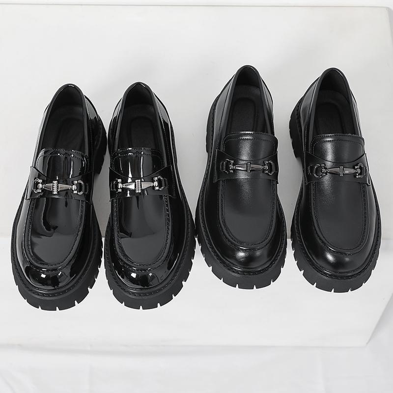 Chunky-soled Height-increasing British-style Business Loafers With A Wide Toe foto 2