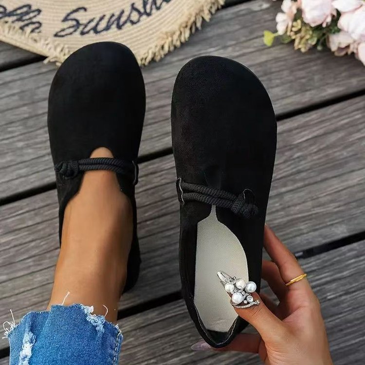 Ultra-soft Sweet Suede Round-toe Flat Lace-up Womens Shoes foto 4