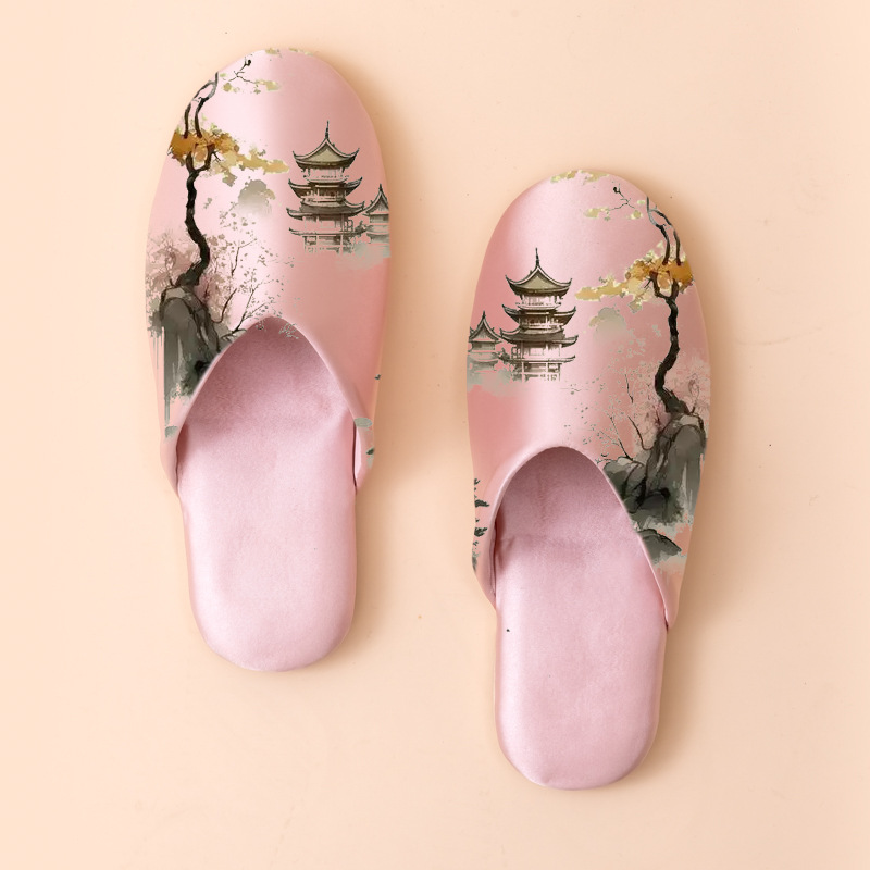 Women's Fashionable Non-slip Printed Fabric Slippers foto 2
