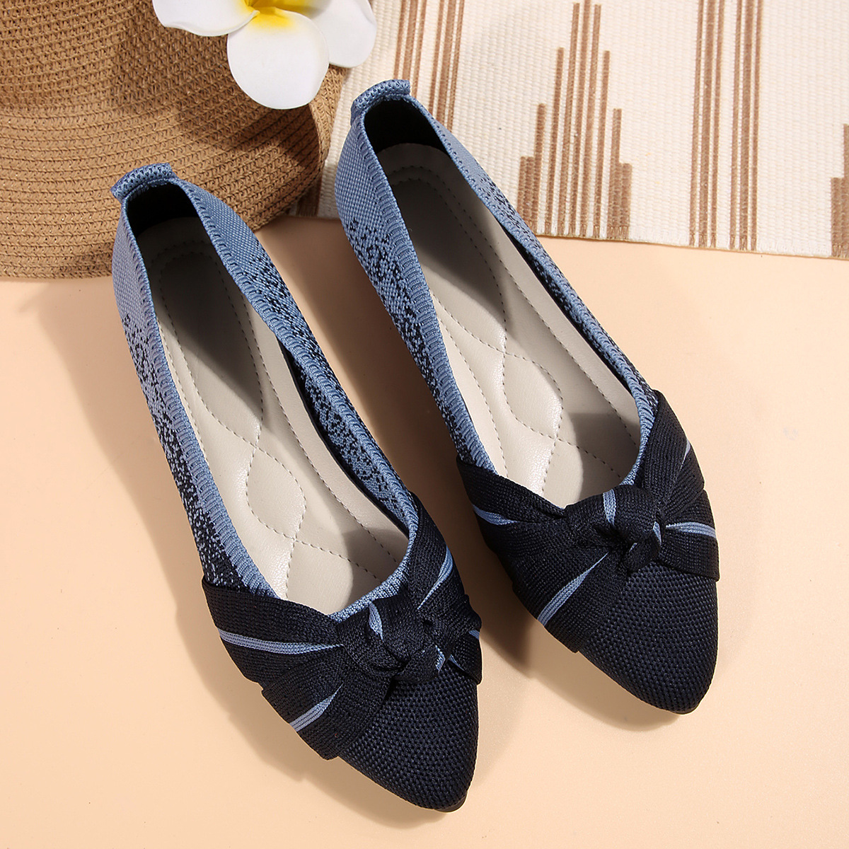 Womens Fashionable Slip-on Breathable Flat Shoes With A Bow foto 4