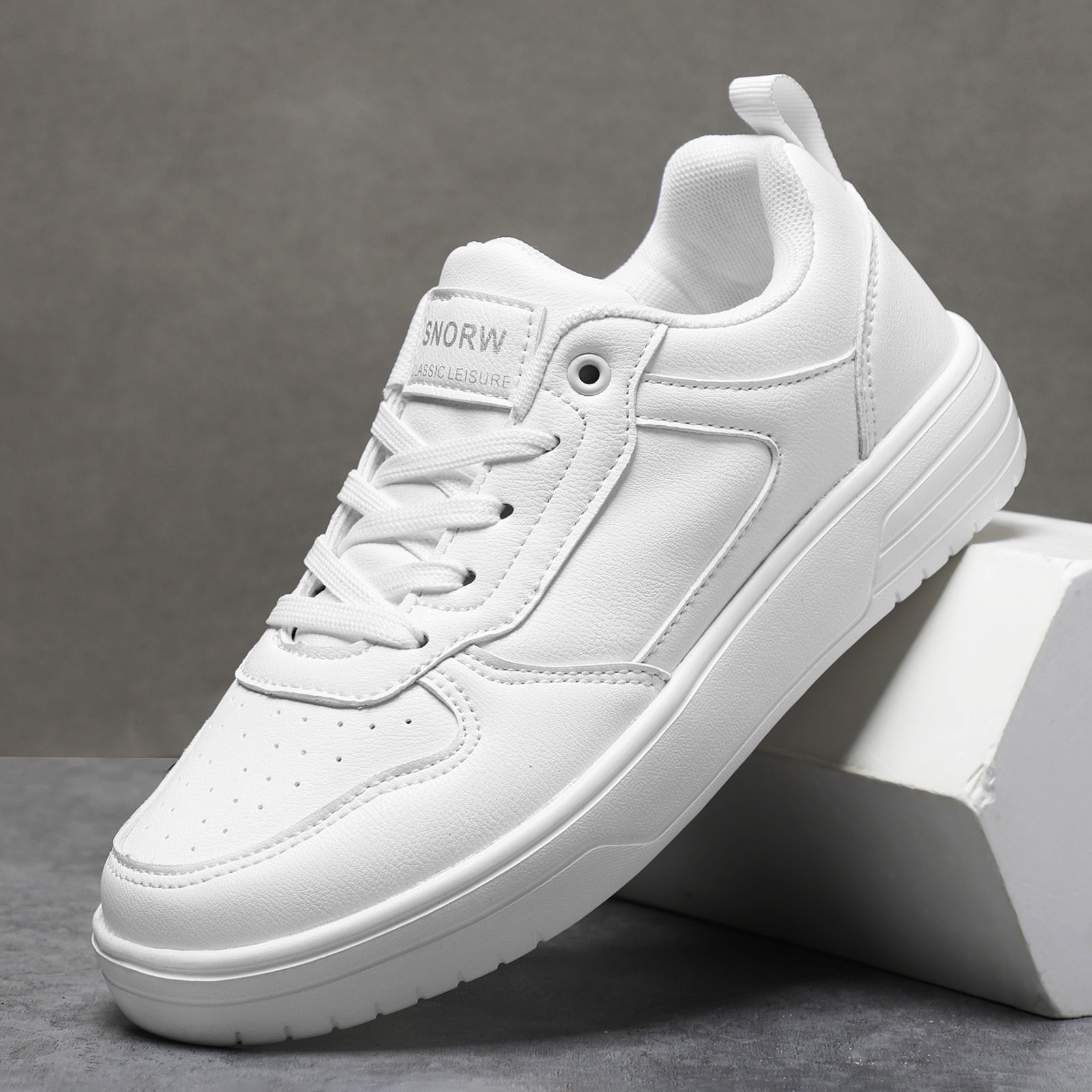 Couple's White Shoes Spring And Autumn Men's Pure White Sneakers foto 2