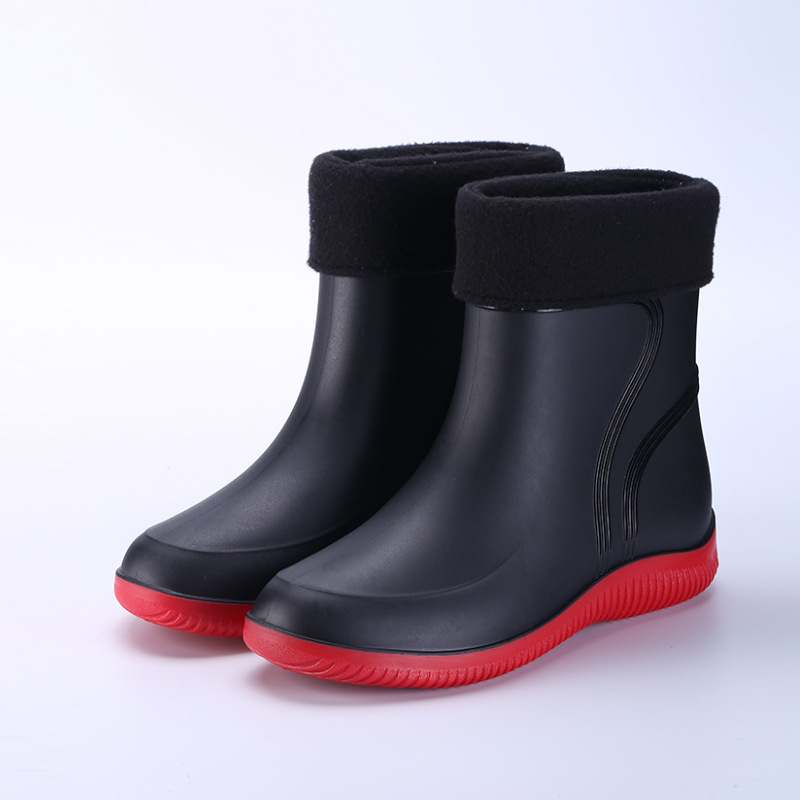 Men's Rain Mid-top Rain Boots Waterproof Non-slip Kitchen Glue Car Wash Work Shoes foto 2