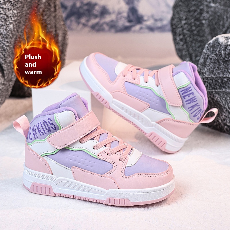 Casual Leather Sports Board Shoes High-top Velvet Thermal foto 4
