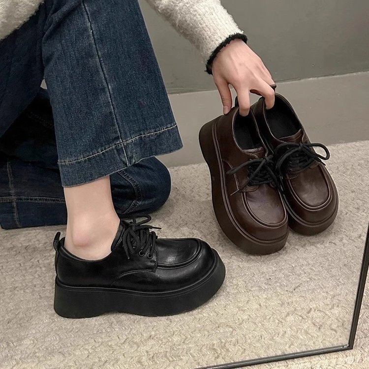 Black Lace-up Leather Shoes Comfortable For Work And Commuting foto 2