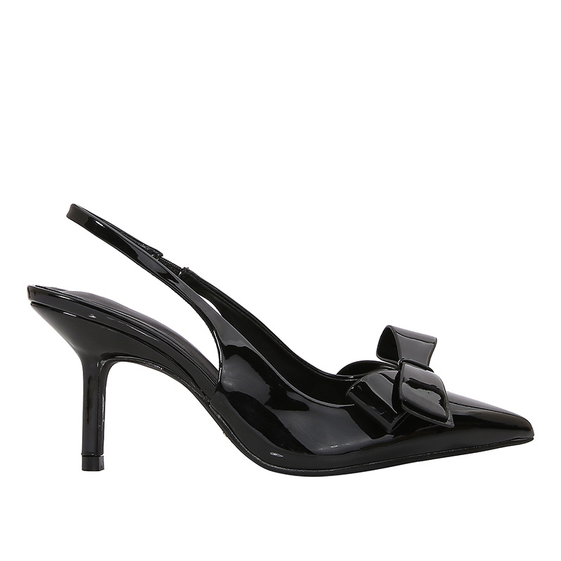 Patent Leather Pointed-toe Bow-knot Sandals Women's Back-strap Style foto 4