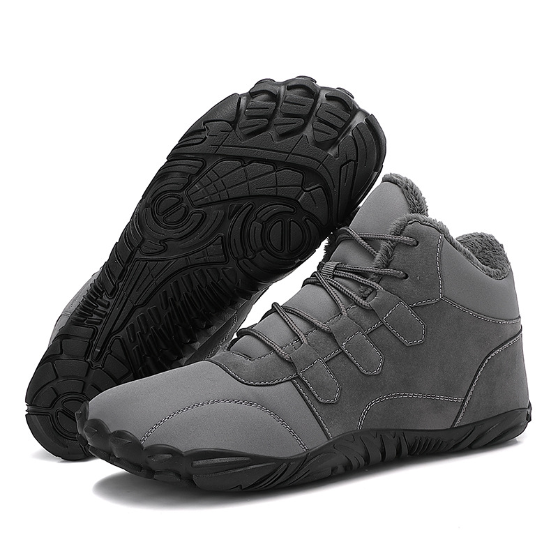Outdoor Winter Snow Boots Men's Waterproof Bare Feet Five-finger Cotton Shoes Fleece Lined Padded Warm Keeping foto 3