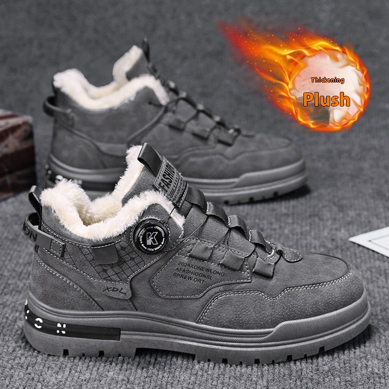 Casual Rotating Button Plus Velvet Men's Shoes foto 4