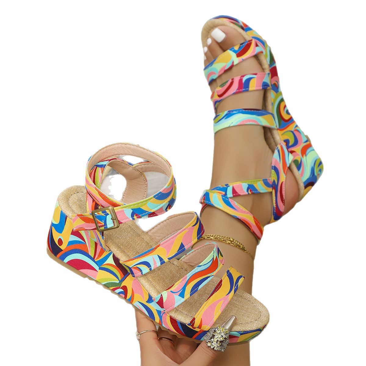Buckle Wedge Lightweight European And American Women's Sandals foto 3