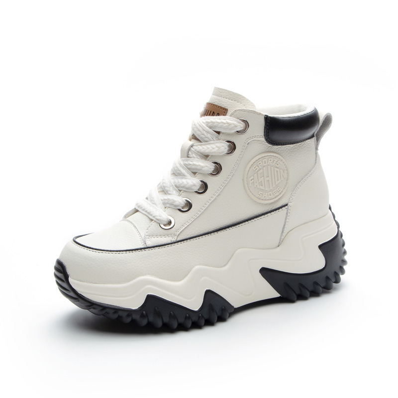 Air-perforated Wedge-heel Height-increasing High-top Casual White Sneakers foto 3