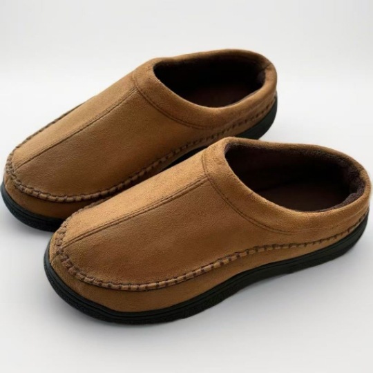 Mens Home Slippers With Non-Slip Warm Fleece-Lined Suede Upper foto 5
