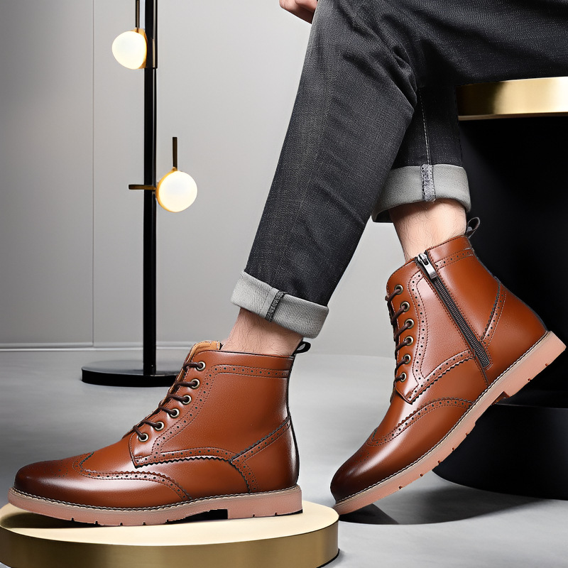 Men's High-top Business Casual Leather Shoes British Martin Boots foto 2