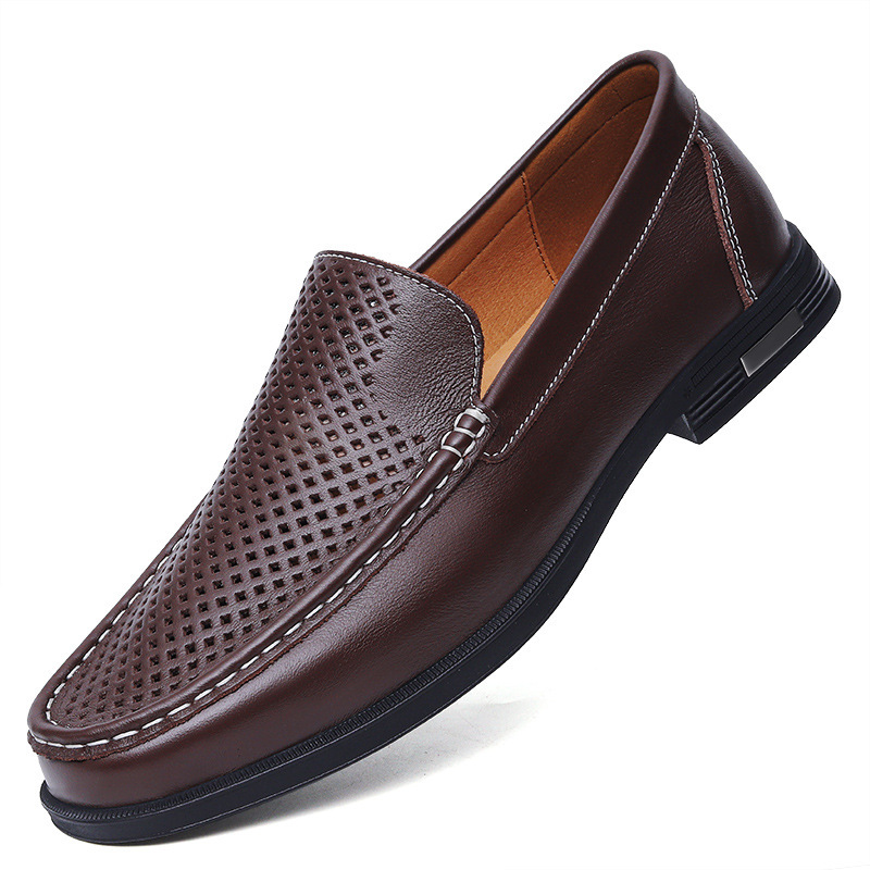 Authentic Leather Loafers Soft Bottom Breathable Lazy Wild Business Shoes foto 3