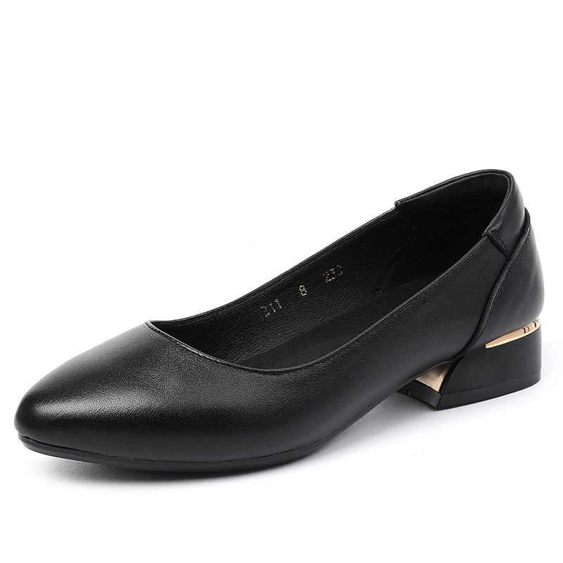 Autumn Cowhide Flat Pointed Low-cut Shoes foto 3