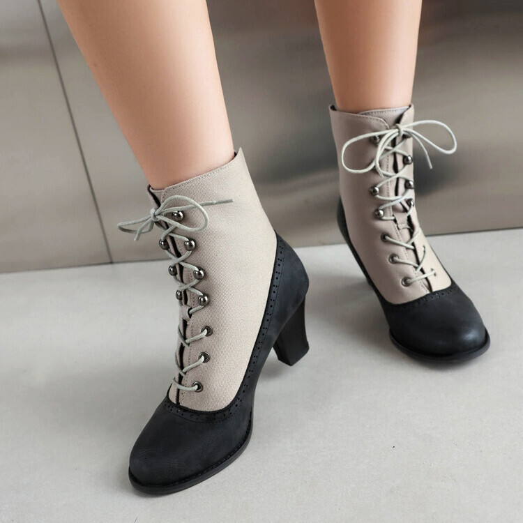 Retro British Style Cone-shaped Heel Martin Boots foto 2