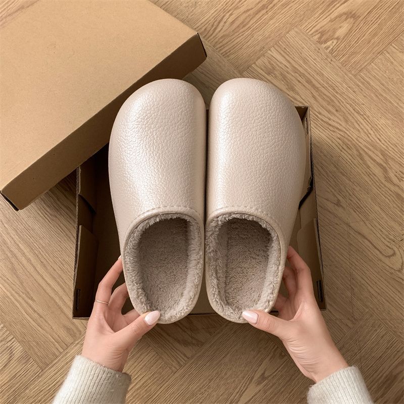 Non Slip Closed Toe Thick Soled Height Increasing Insulated Cotton Slippers foto 4