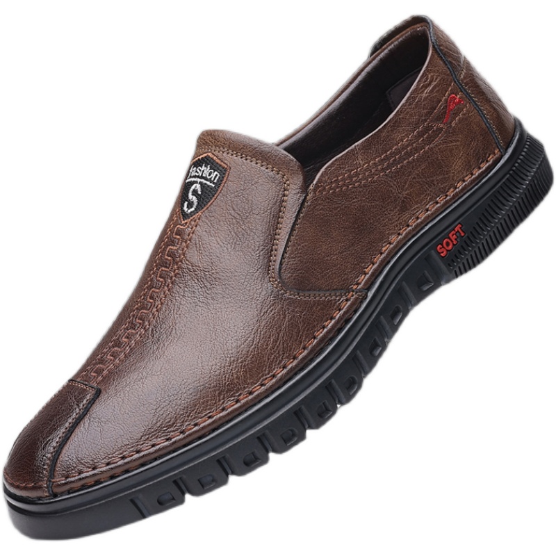 Breathable Non-slip Casual New Leather Shoes Men foto 3