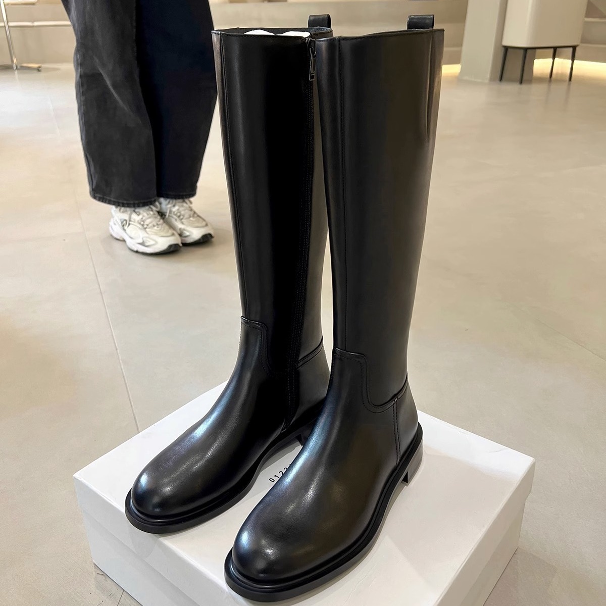 Knee-high Fleece-lined Round-toe Low-heeled With Side Zippers Womens High-rise Riding Boots foto 2