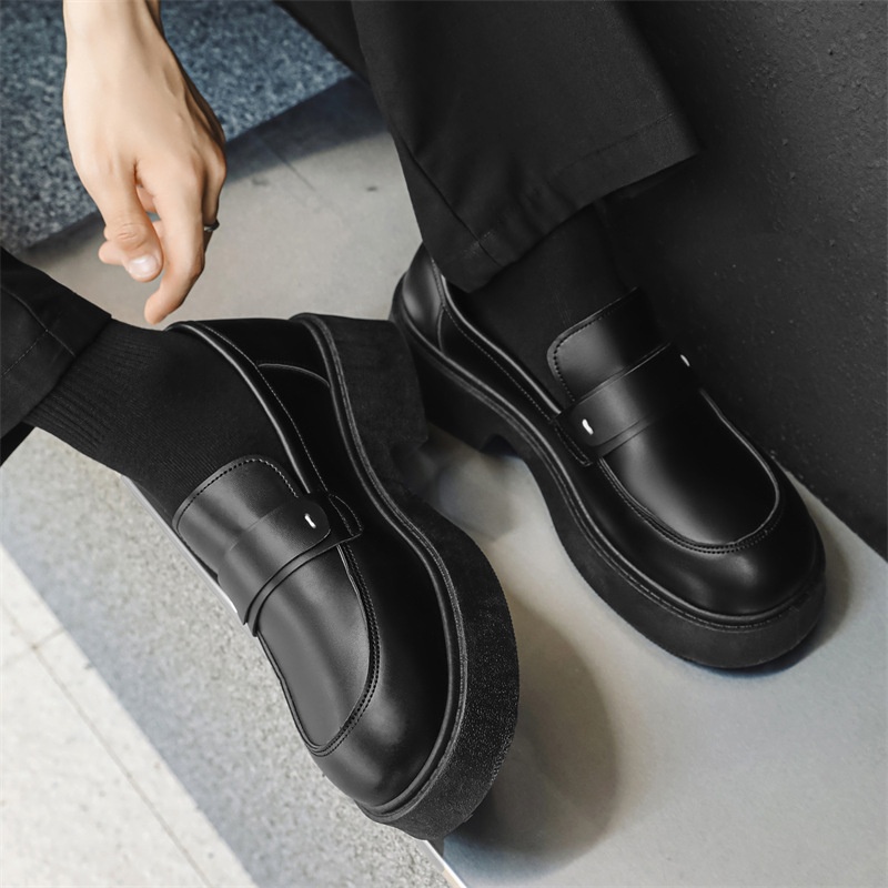 Niche High-grade Casual Men's Thick-soled British Leather Shoes foto 2