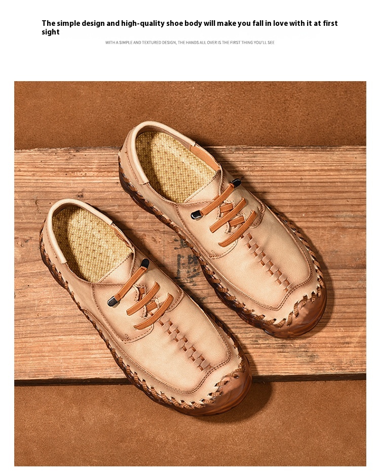Casual Pumps British Retro Outdoor Soft Surface Hand-stitched Leather Shoes foto 2