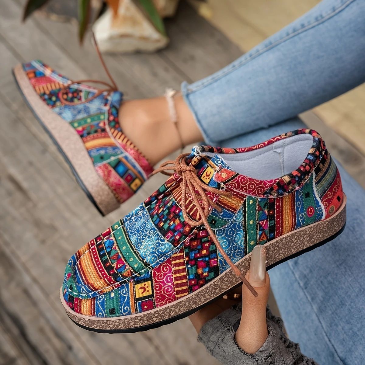 Thick-soled Large-size Colorful Casual Ethnic Retro Sneakers foto 4