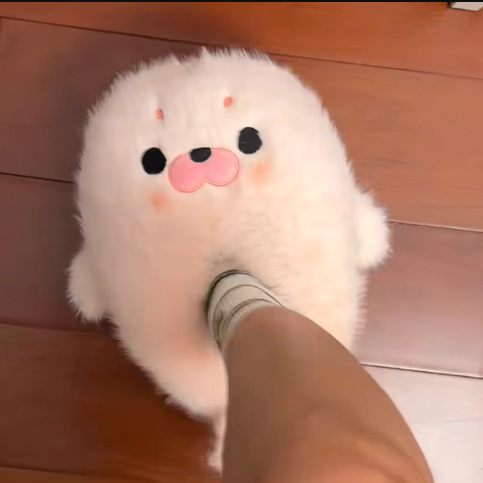 Small Seal Cotton Shoes Autumn And Winter Warm Plush Toe Cap foto 5