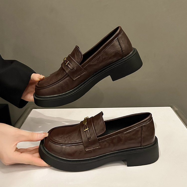 All-match Metal Commuter Soft Bottom Soft Surface Small Leather Shoes foto 2