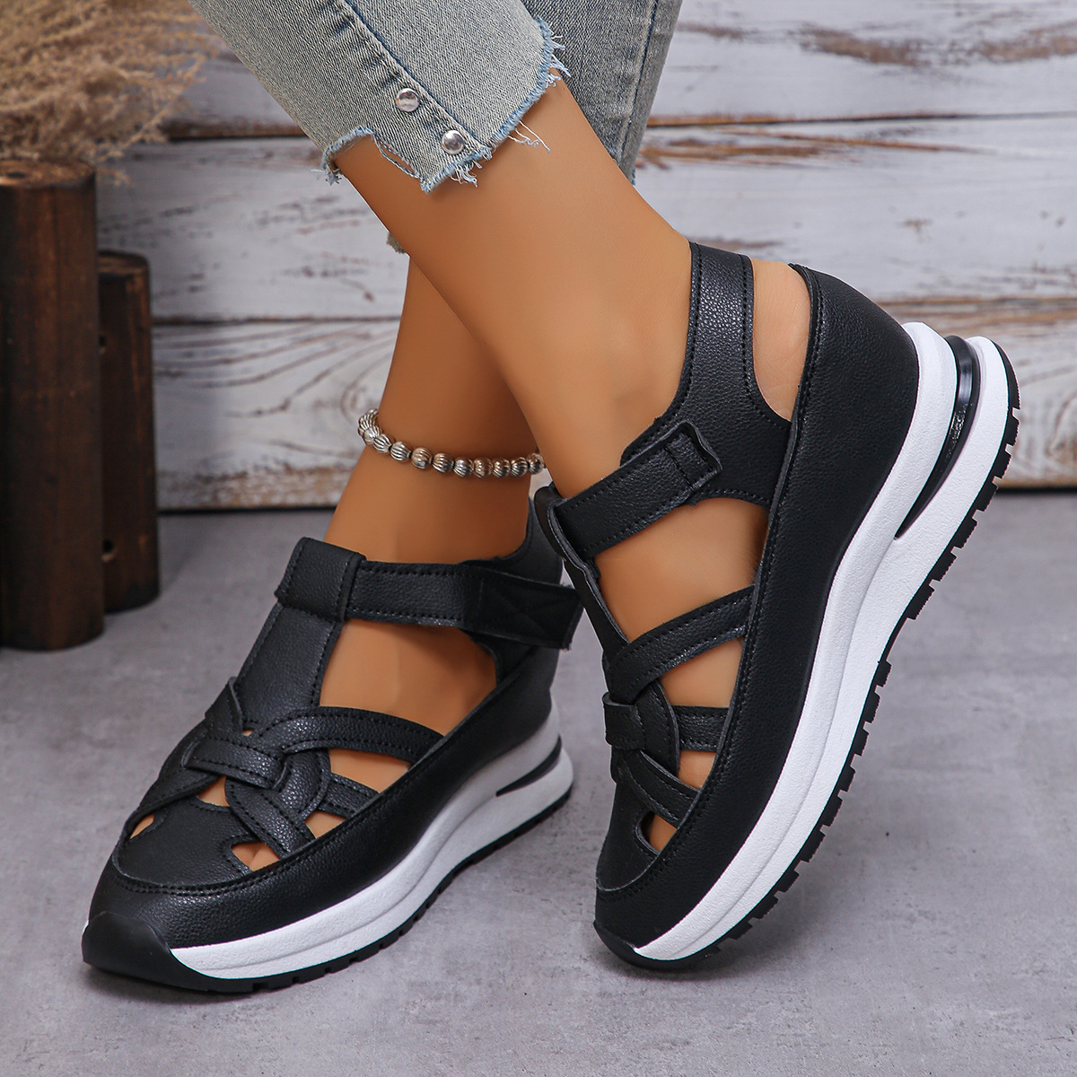 European And American Wedge-heel Roman-style Womens Shoes Size 43 foto 2