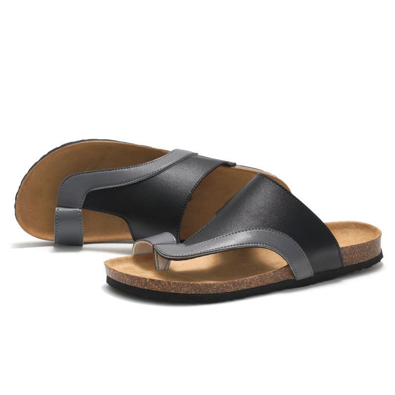 Summer Men's Cork Flip Flops Color Matching Beach Shoes foto 4