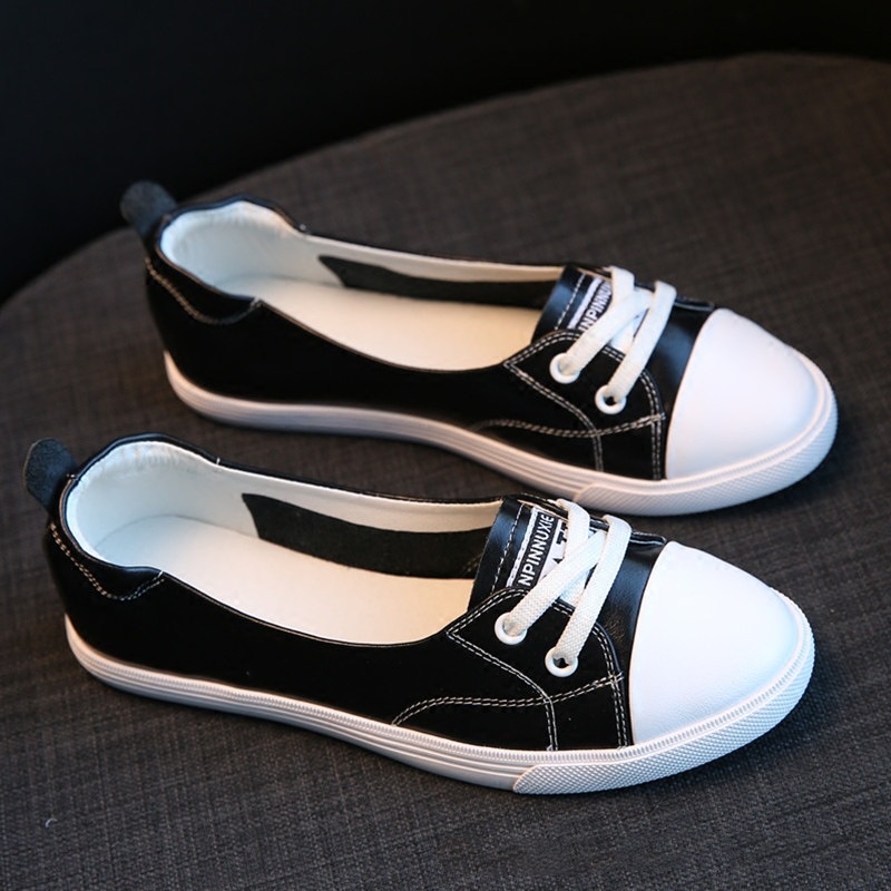 Leather White Shoes Women's Low-cut Flat Casual Shoes