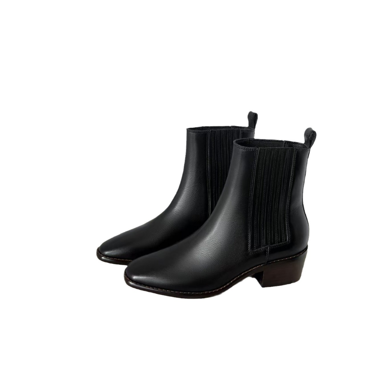 Womens Early Autumn French-Style Ankle Boots In Genuine Leather With A Square Toe And Chunky Mid Heel foto 4