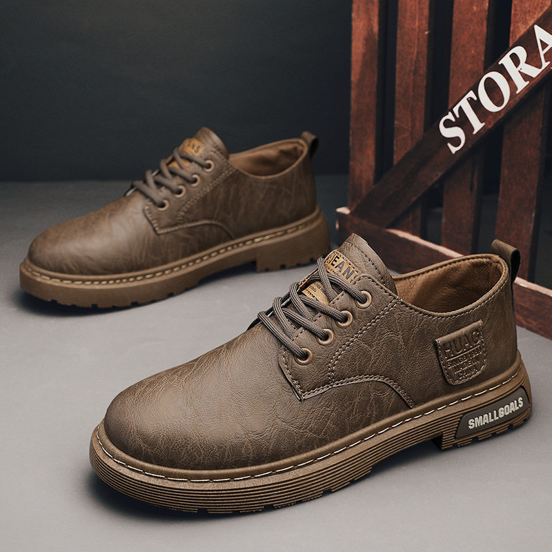 Men's Leather Boots Fashion Outdoor Leisure Low-top Work Boots foto 4