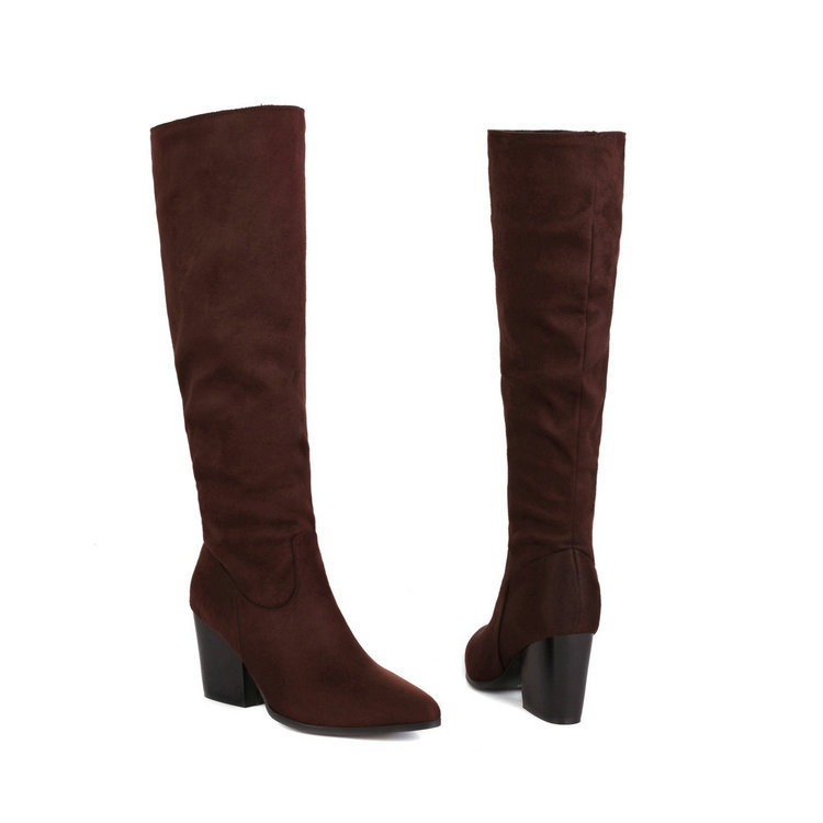 Womens Versatile Suede High-Top Boots foto 3