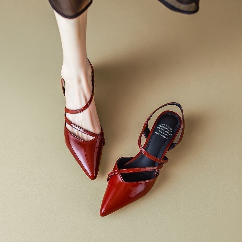 Retro Versatile Closed Toe Low Cut Pointed Toe Sandals foto 3