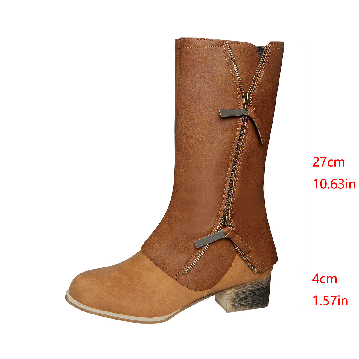 Chunky Heel Women's Side Zipper Martin Boots foto 4