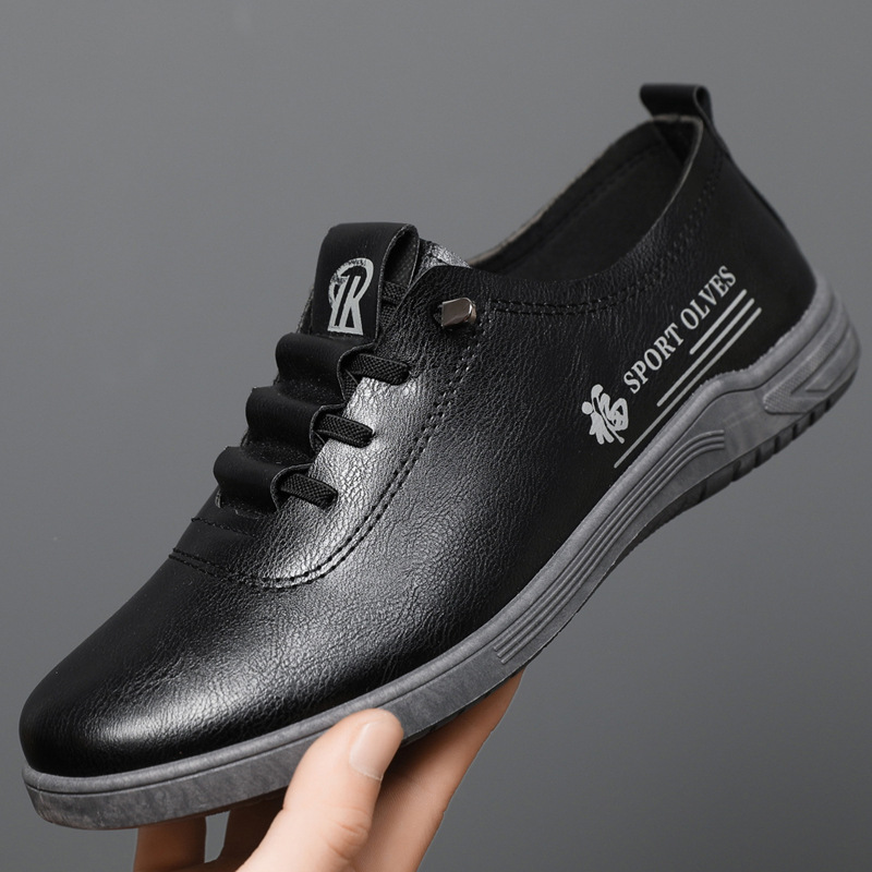 Men's Lace Up Casual Leather Shoes Fashion All-matching foto 3